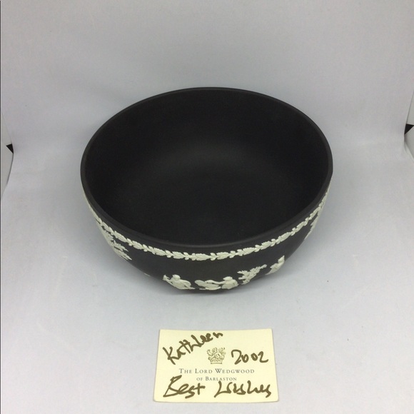 Rare Wedgewood Black Solid Jasper Ware Sacrificial Bowl Signed Mint!! - Picture 2 of 5